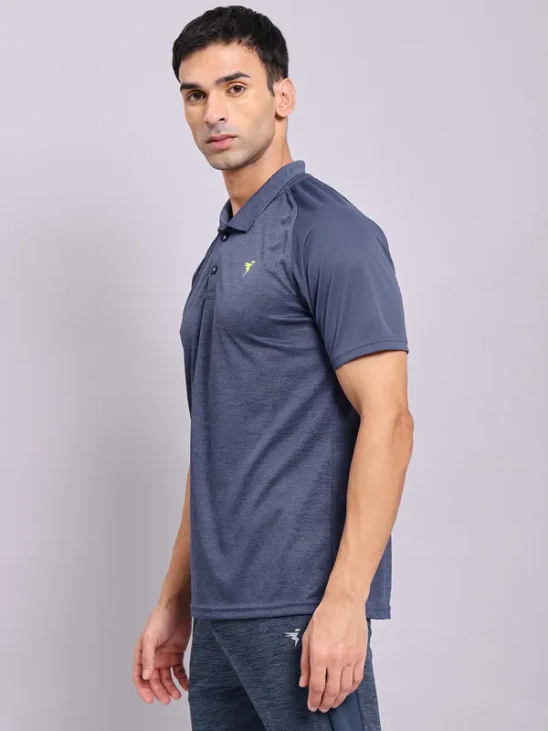 Men Melange Slim Fit Polo T-shirt with DOUBLE COOL - Image 3