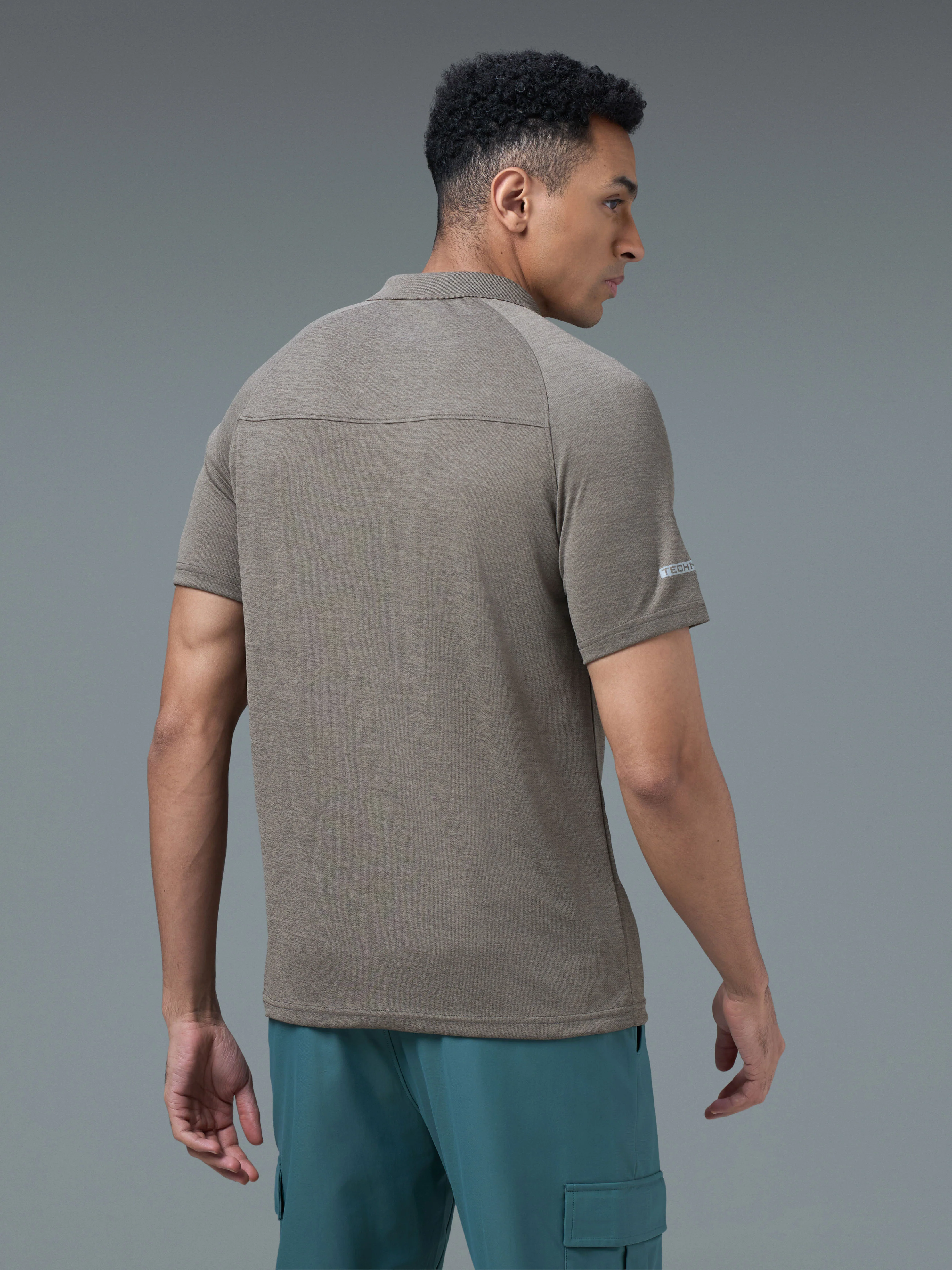 Men Melange Slim Fit Polo T-shirt with DOUBLE COOL - Image 3