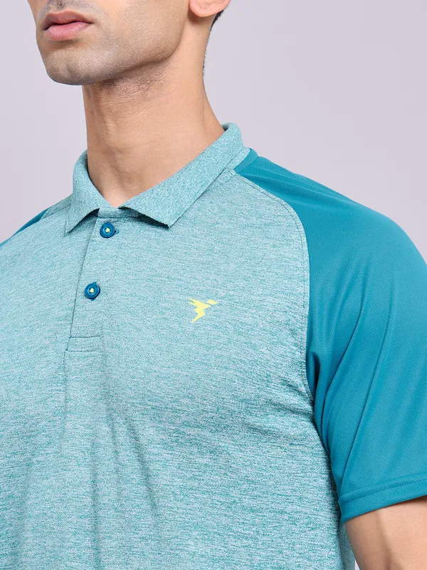 Men Melange Slim Fit Polo T-shirt with DOUBLE COOL - Image 5