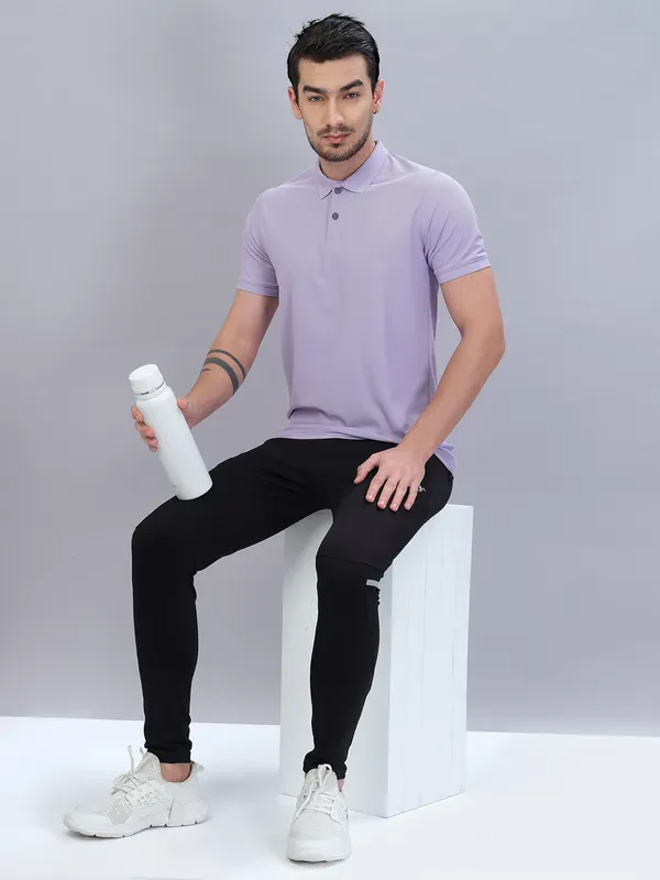 Men Solid Slim Fit Polo T-shirt with MATPIQ - Image 2