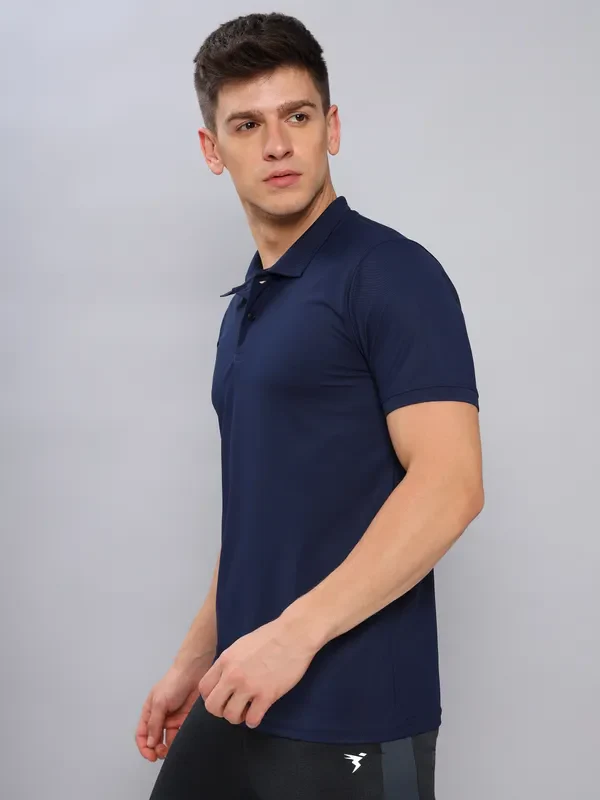 Men Solid Slim Fit Polo T-shirt with MATPIQ - Image 3