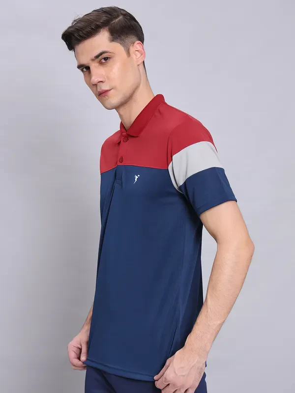 Men Colorblock Slim Fit Polo T-shirt with TECHNO COOL+ - Image 4