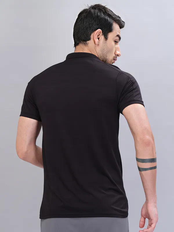 Men Self Design Slim Fit Polo T-shirt with VENTMESH - Image 3