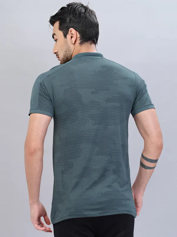 Men Self Design Slim Fit Polo T-shirt with VENTMESH - Image 3