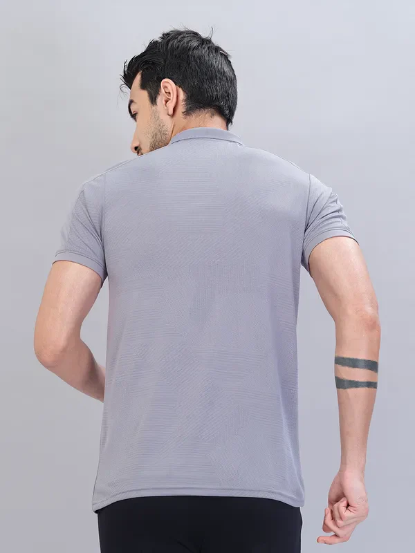 Men Self Design Slim Fit Polo T-shirt with VENTMESH - Image 3