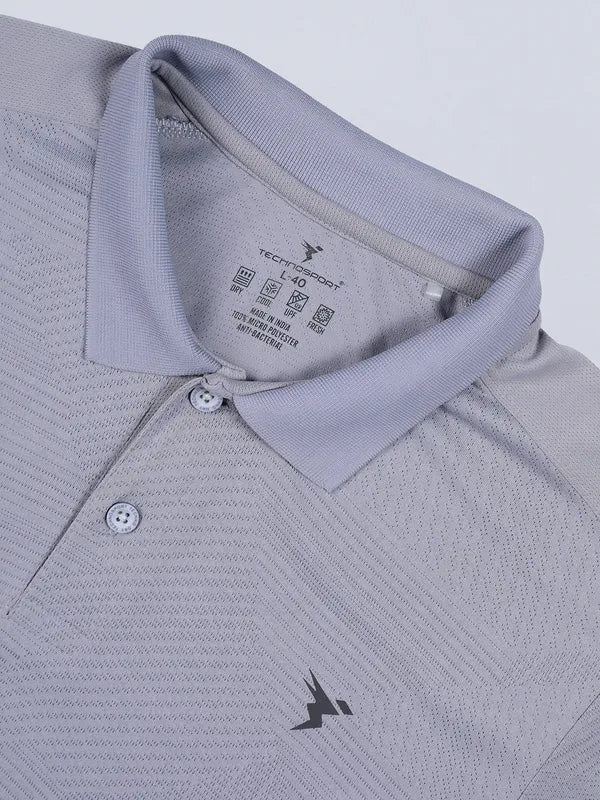 Men Self Design Slim Fit Polo T-shirt with VENTMESH - Image 6
