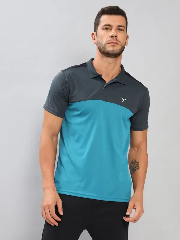 Men Colorblock Slim Fit Polo T-shirt with TECHNO COOL+