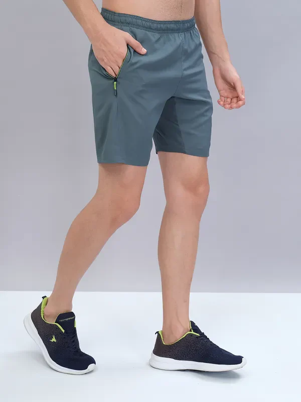 Men Solid Slim Fit Shorts with TECHNOLITE - Image 2