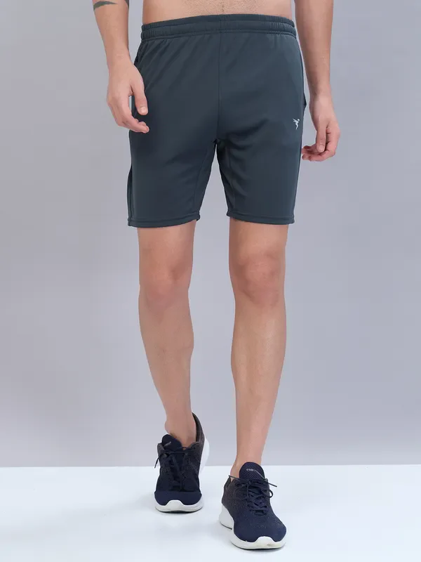 Men Solid Slim Fit Shorts with TECHNO DRY - Image 2