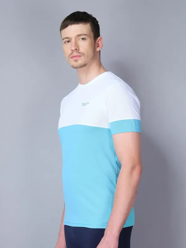 Men Colorblock Slim Fit Crew Neck T-shirt with TECHNO GUARD - Image 3