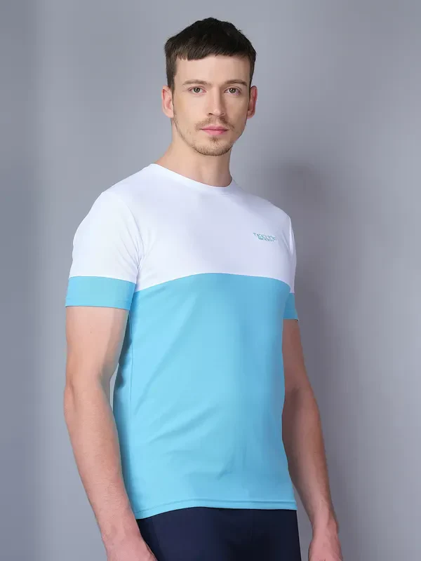 Men Colorblock Slim Fit Crew Neck T-shirt with TECHNO GUARD - Image 5