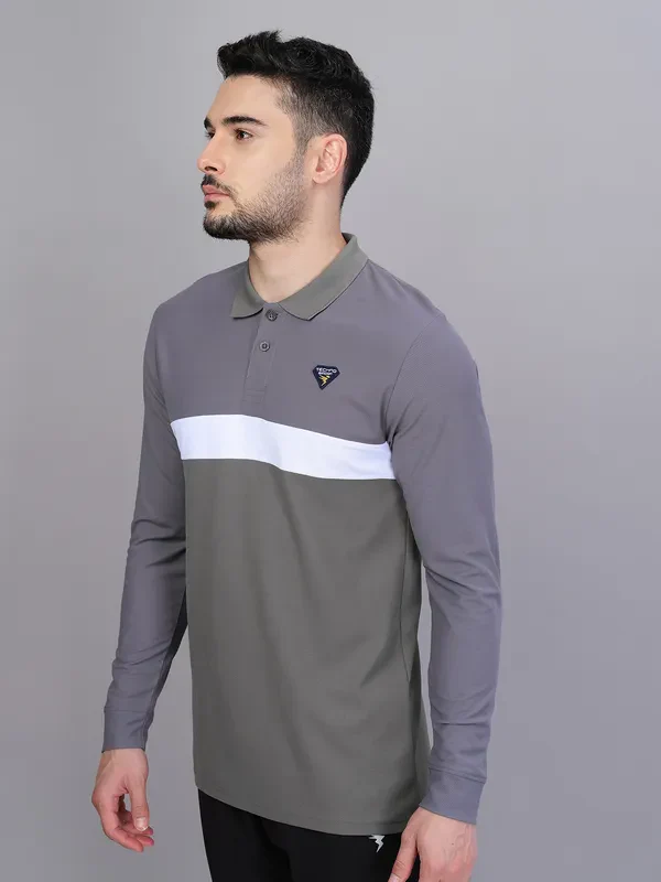 Men Colorblock Slim Fit Polo T-shirt with MATPIQ - Image 3