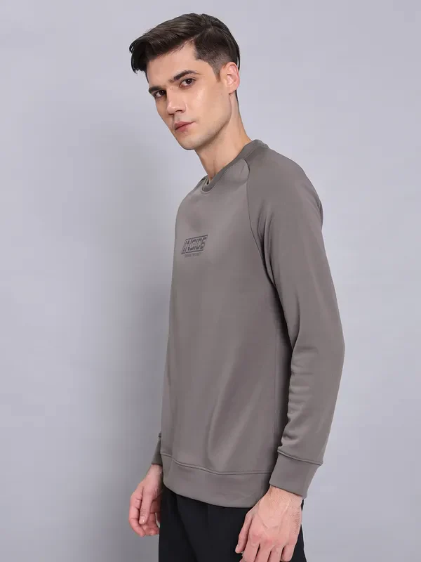 Men Printed Slim Fit Crew Neck Sweatshirt with ELASTO PLUS - Image 4