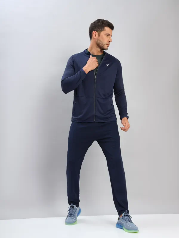 Men Solid Slim Fit Mock Neck Jacket with TECHNO DRY - Image 4