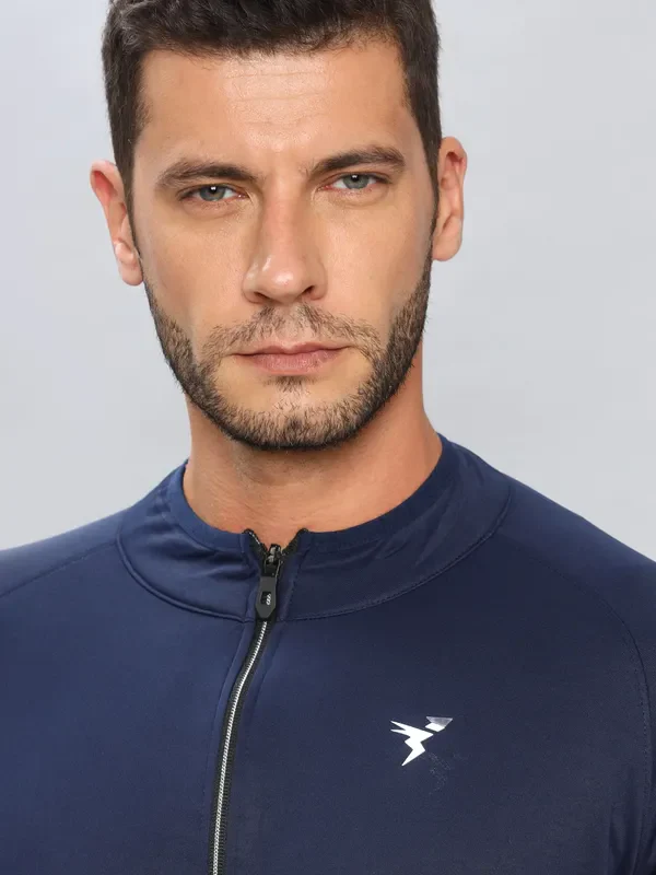 Men Solid Slim Fit Mock Neck Jacket with TECHNO DRY - Image 5