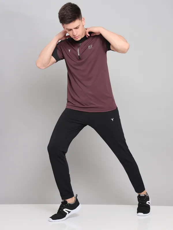 Men Colorblock Slim Fit Mock Neck T-shirt with TECHNO COOL+ - Image 9