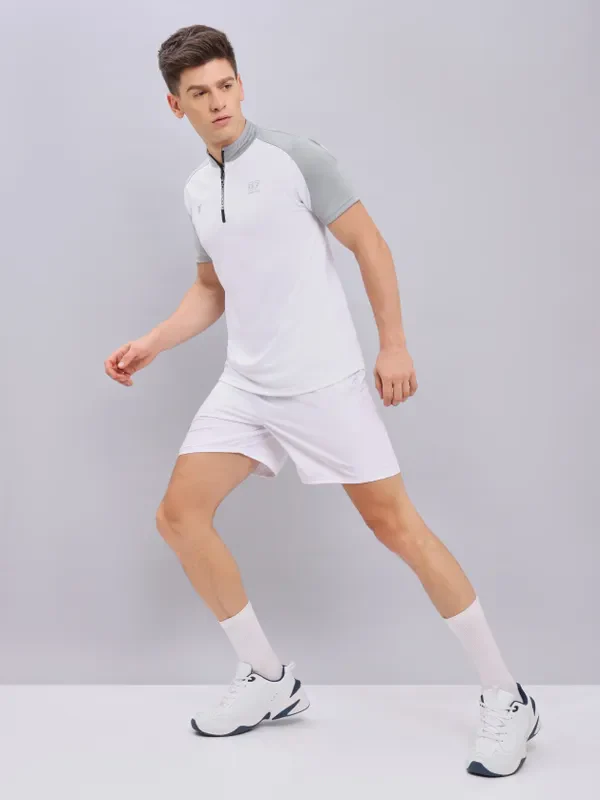 Men Colorblock Slim Fit Mock Neck T-shirt with TECHNO COOL+ - Image 2