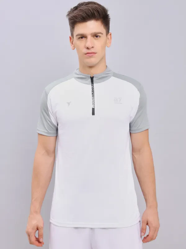 Men Colorblock Slim Fit Mock Neck T-shirt with TECHNO COOL+ - Image 4