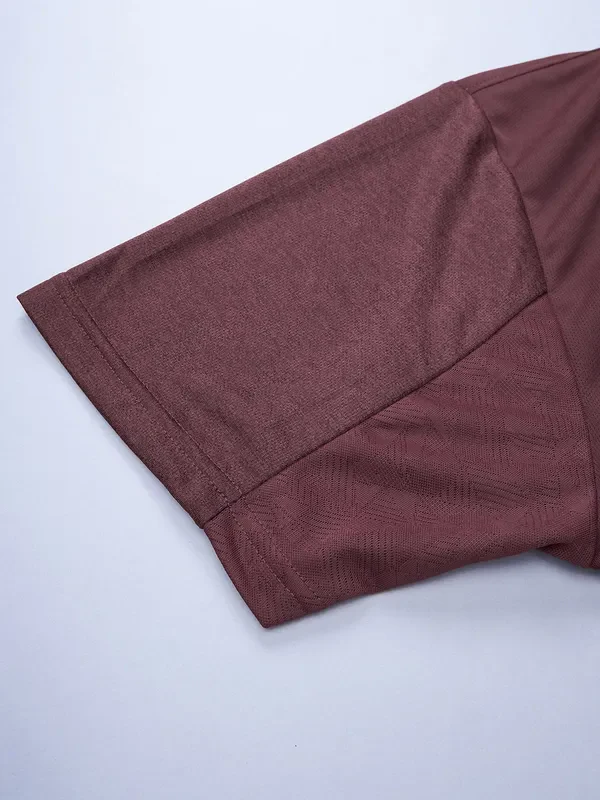 Men Melange Slim Fit Mock Neck T-shirt with TECHNO COOL+ - Image 9