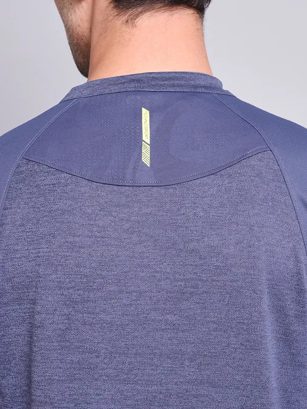 Men Melange Slim Fit Mock Neck T-shirt with TECHNO COOL+ - Image 5