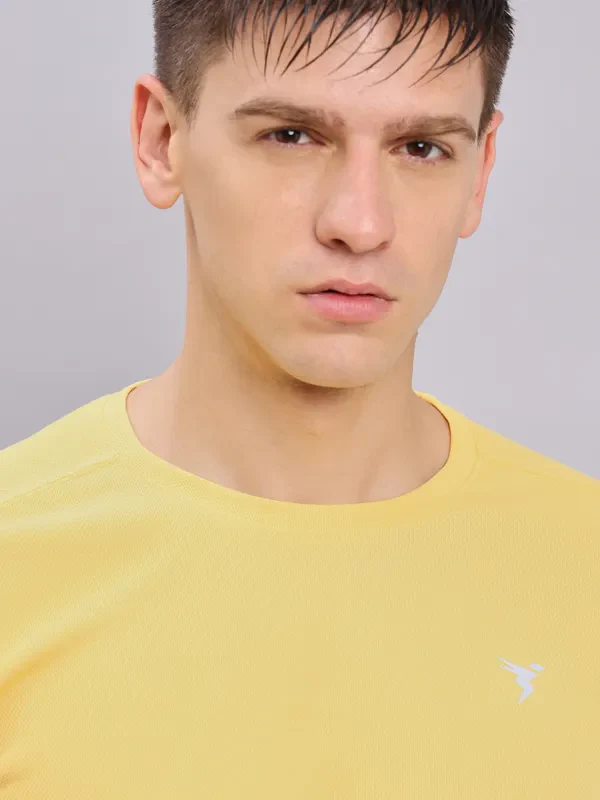 Men Solid Slim Fit Crew Neck T-shirt with TECHNO COOL+ - Image 3