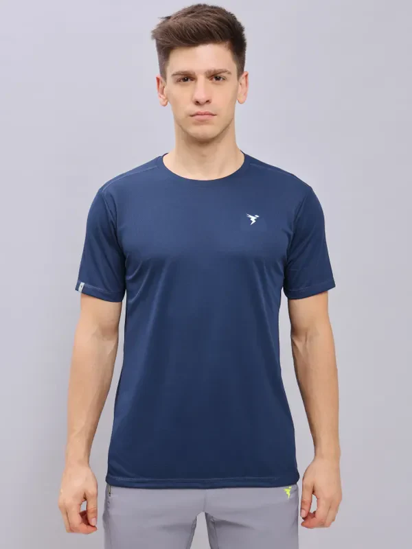 Men Solid Slim Fit Crew Neck T-shirt with TECHNO COOL+ - Image 5