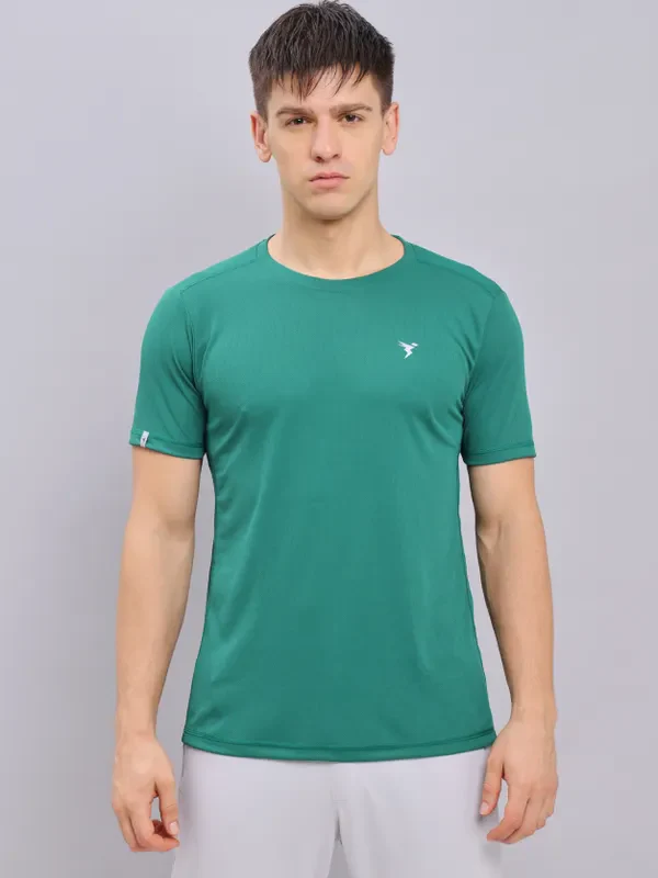 Men Solid Slim Fit Crew Neck T-shirt with TECHNO COOL+ - Image 6