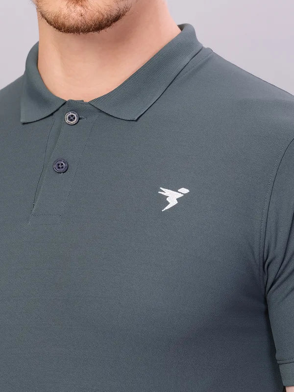 Men Solid Slim Fit Polo T-shirt with MATPIQ - Image 5