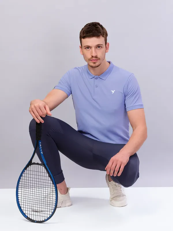Men Solid Slim Fit Polo T-shirt with MATPIQ