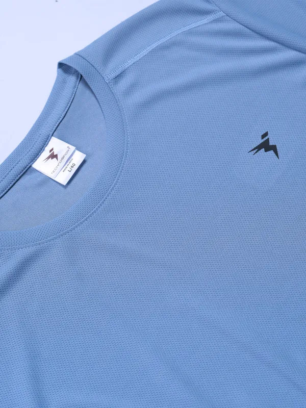 Men Solid Slim Fit Crew Neck T-shirt with TECHNO COOL+ - Image 7