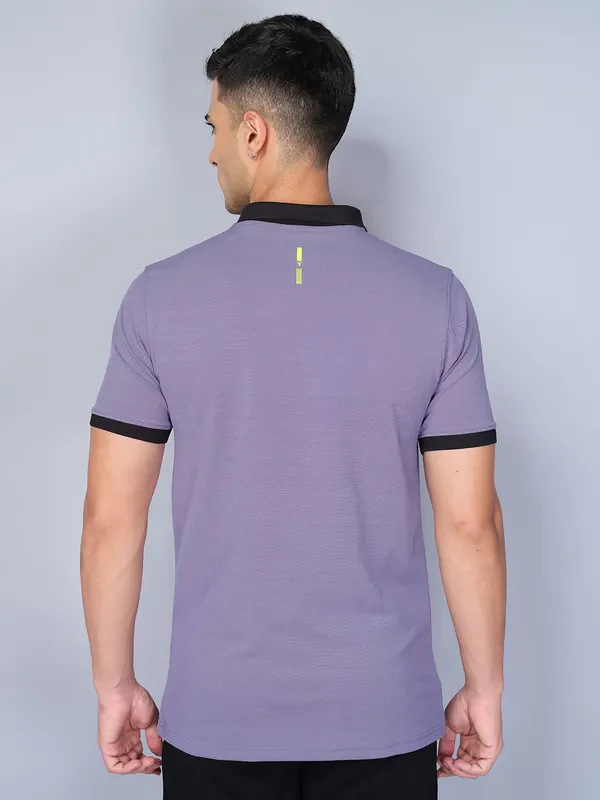Men Solid Slim Fit Polo T-shirt with ELASTO PLUS - Image 2
