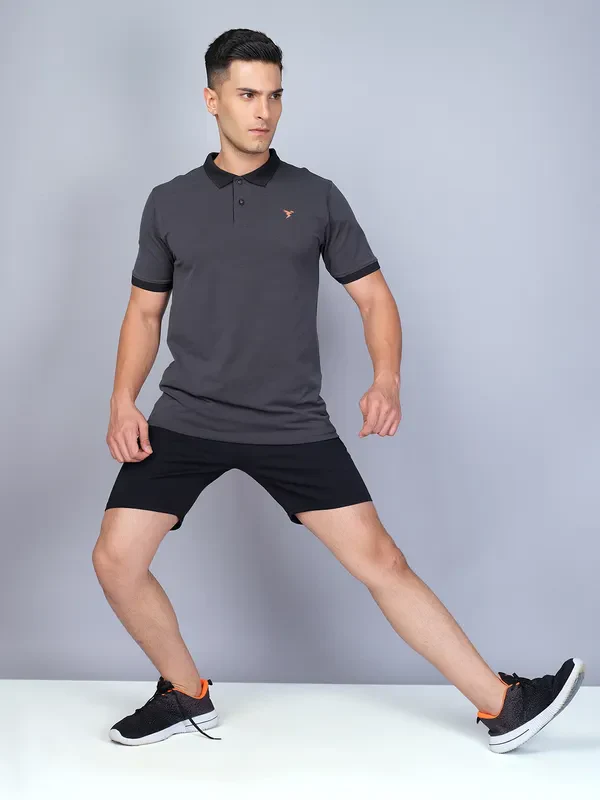 Men Solid Slim Fit Polo T-shirt with ELASTO PLUS - Image 4