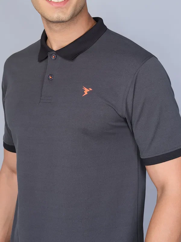Men Solid Slim Fit Polo T-shirt with ELASTO PLUS - Image 5