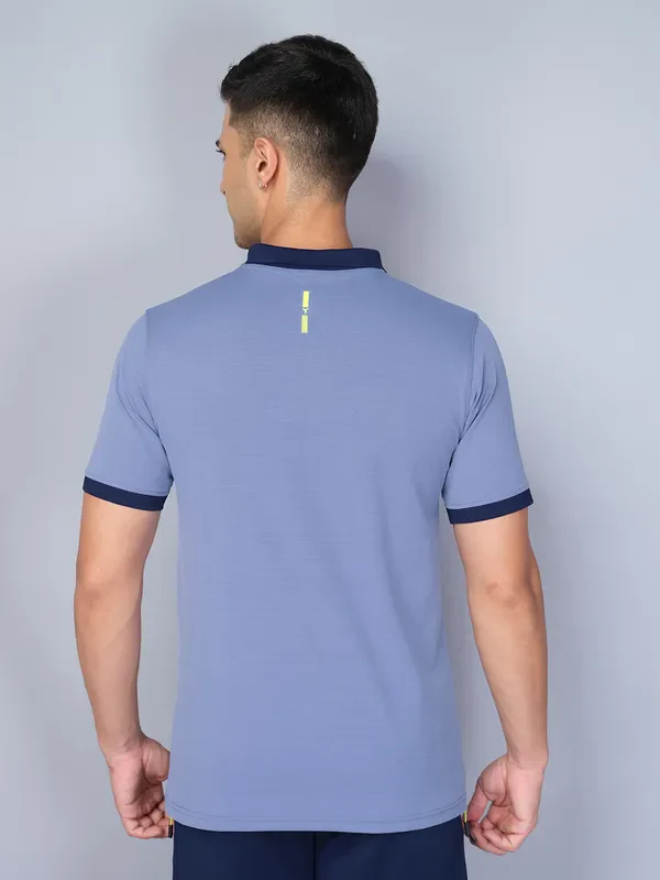 Men Solid Slim Fit Polo T-shirt with ELASTO PLUS - Image 2