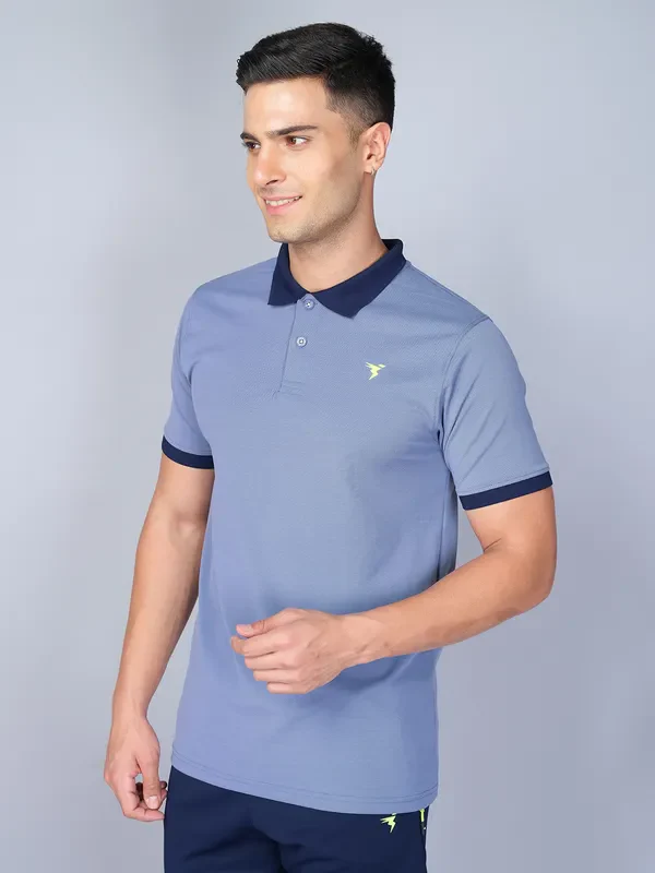 Men Solid Slim Fit Polo T-shirt with ELASTO PLUS - Image 3