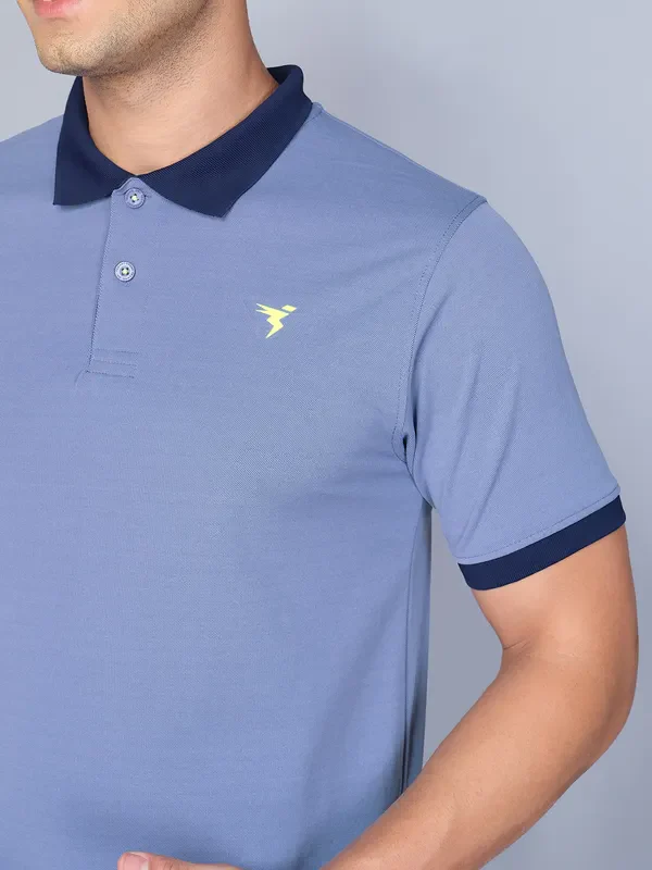 Men Solid Slim Fit Polo T-shirt with ELASTO PLUS - Image 5