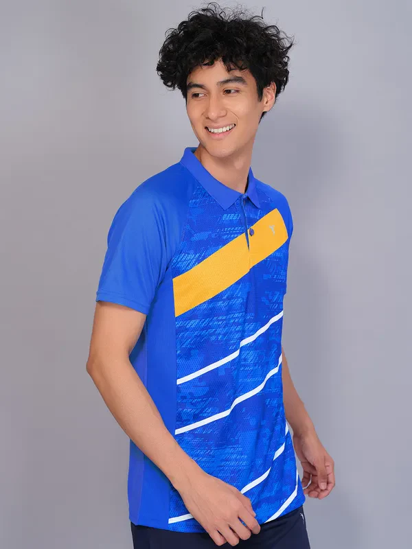 Men Printed Slim Fit Polo T-shirt with TECHNO COOL+ - Image 3