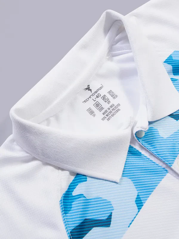 Men Printed Slim Fit Polo T-shirt with TECHNO COOL+ - Image 8