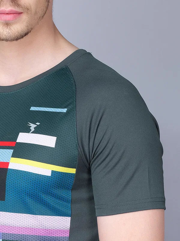Men Stripe Slim Fit Crew Neck T-shirt with TECHNO COOL - Image 5