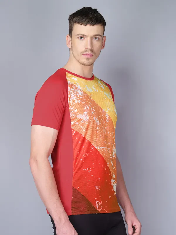 Men Stripe Slim Fit Crew Neck T-shirt with TECHNO COOL - Image 4