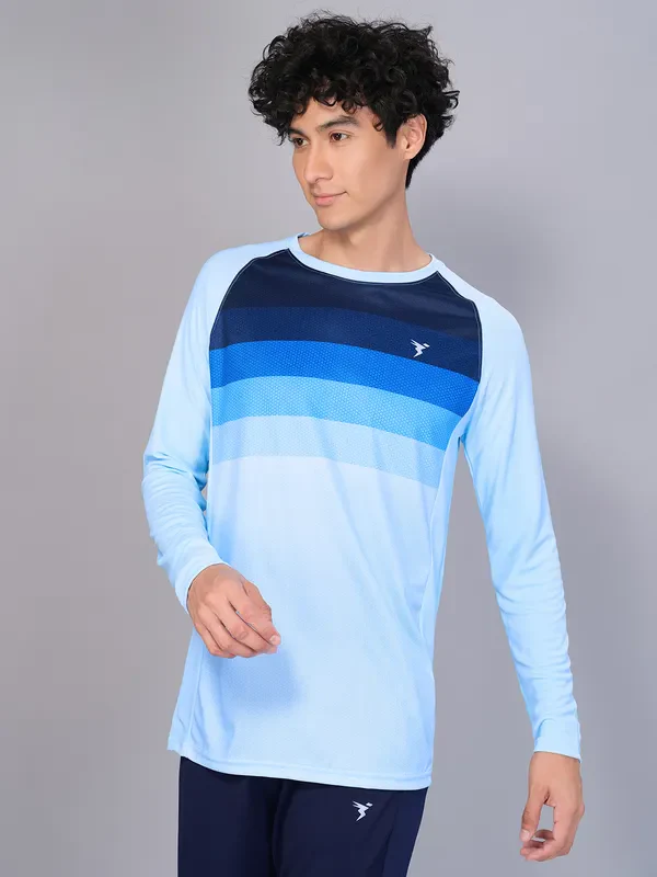 Men Geometric Slim Fit Crew Neck T-shirt with TECHNO COOL - Image 5