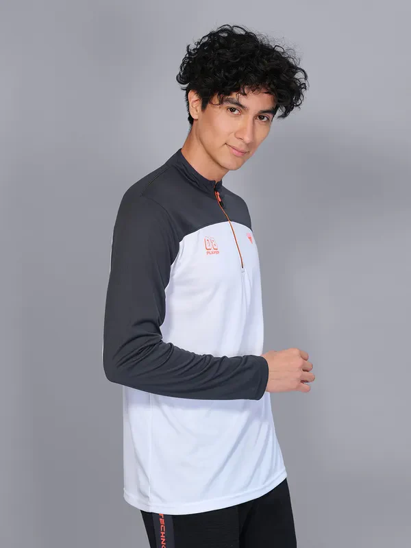 Men Colorblock Slim Fit Mock Neck T-shirt with TECHNO COOL - Image 3