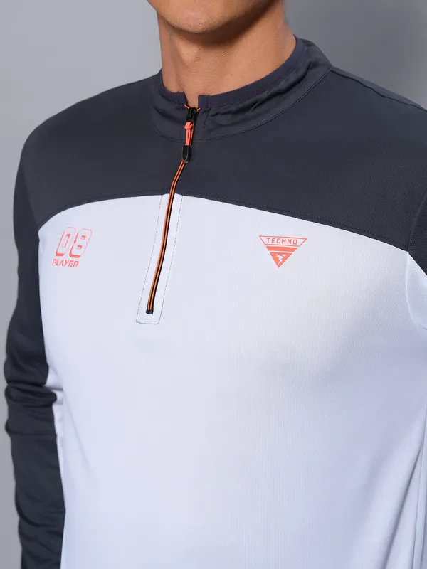 Men Colorblock Slim Fit Mock Neck T-shirt with TECHNO COOL - Image 5