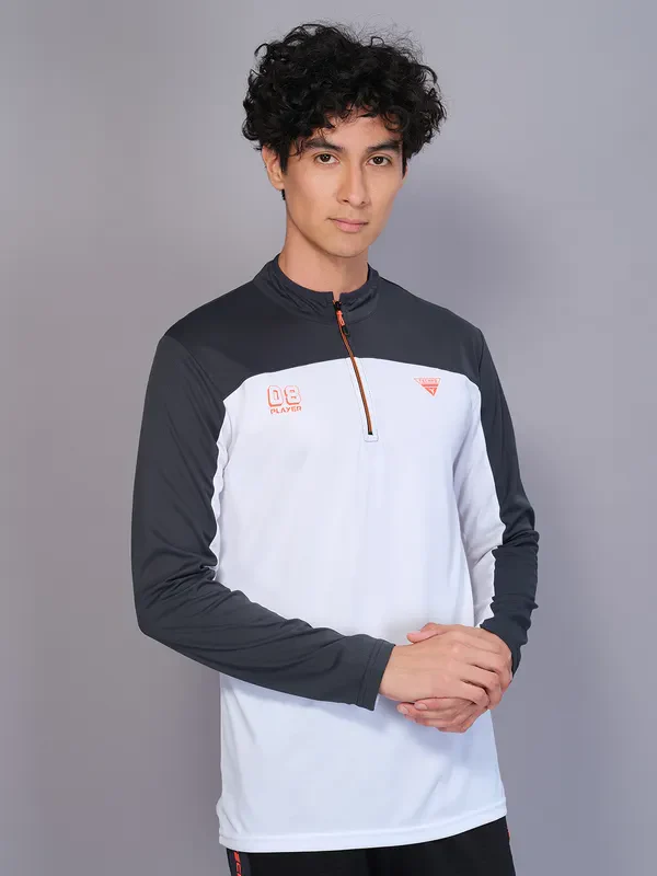 Men Colorblock Slim Fit Mock Neck T-shirt with TECHNO COOL - Image 7