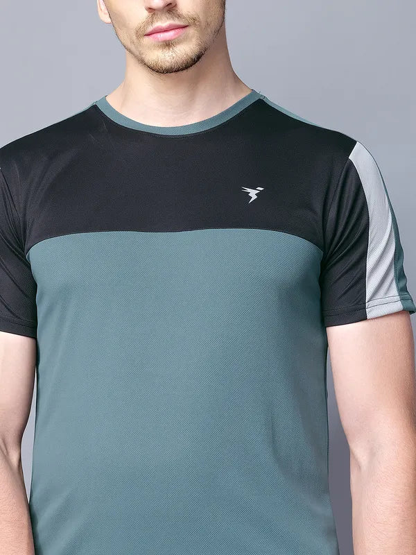 Men Colorblock Slim Fit Crew Neck T-shirt with TECHNO COOL - Image 9