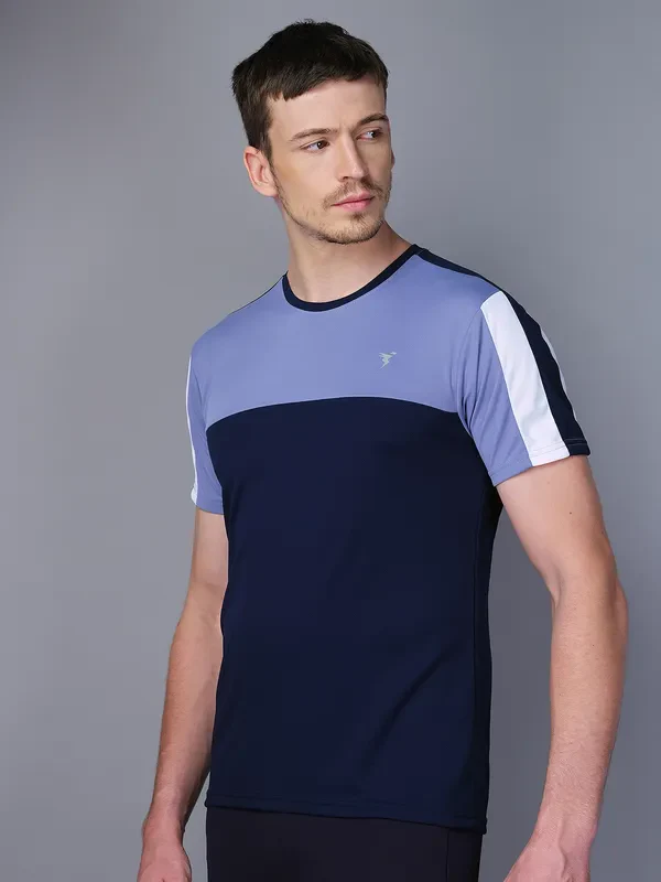 Men Colorblock Slim Fit Crew Neck T-shirt with TECHNO COOL - Image 8