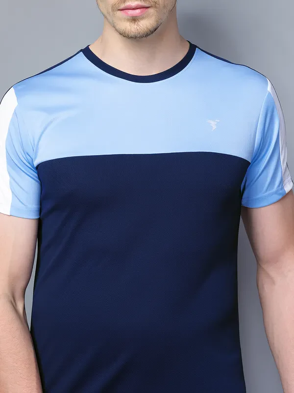 Men Colorblock Slim Fit Crew Neck T-shirt with TECHNO COOL - Image 9