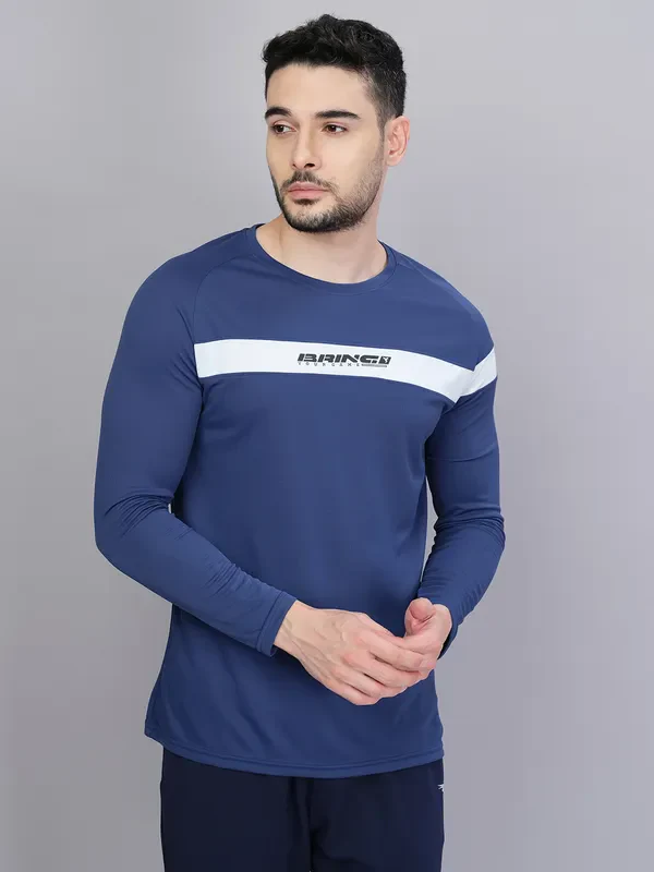 Men Colorblock Slim Fit Crew Neck T-shirt with TECHNO COOL+