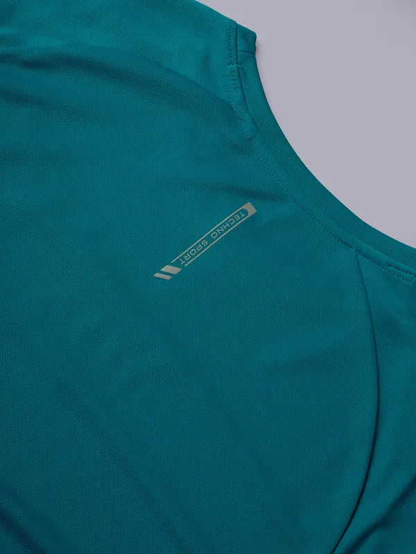 Men Colorblock Slim Fit Crew Neck T-shirt with TECHNO COOL+ - Image 8