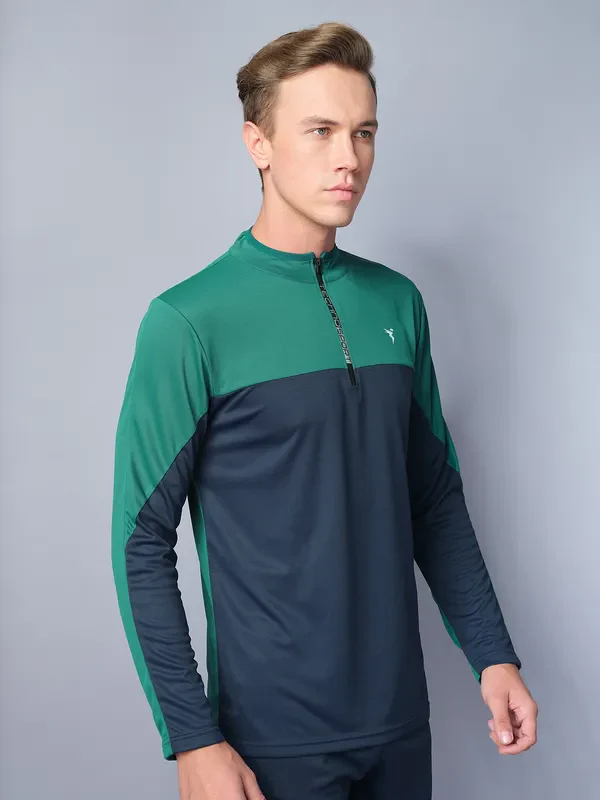 Men Colorblock Slim Fit Mock Neck T-shirt with TECHNO COOL - Image 6